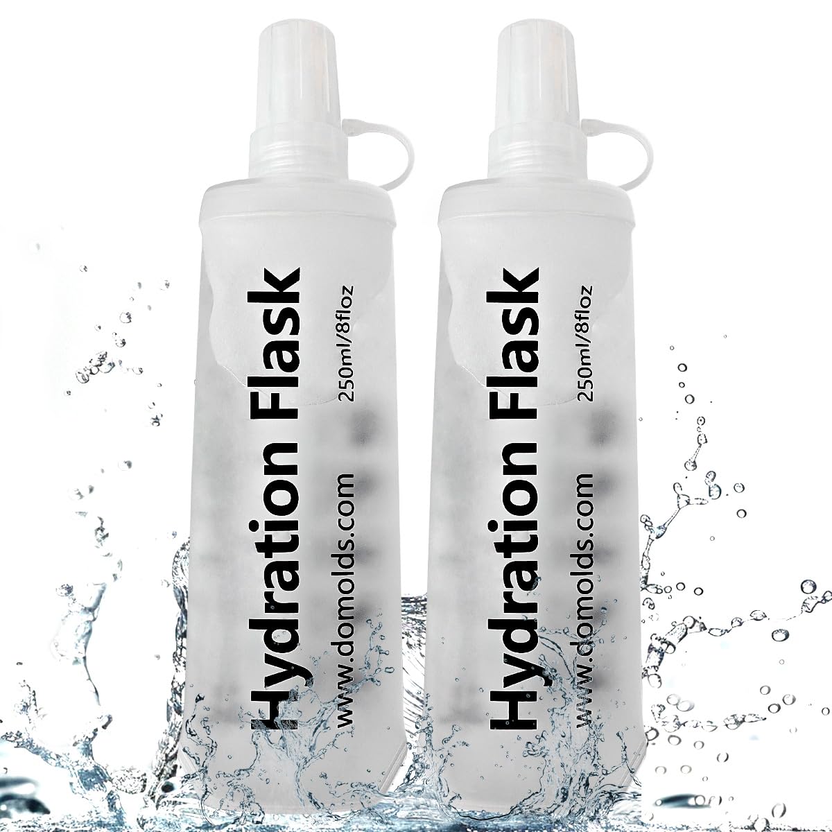 TXSN 250ML Soft Flask Running Water Bottle Foldable TPU Hydration Flask for Running Hydration Pack Cycling Hiking Marathon Clear Pack of 2