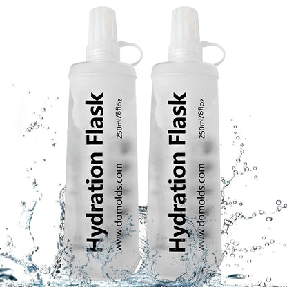 TXSN 250ML Soft Flask Running Water Bottle Foldable TPU Hydration Flask for Running Hydration Pack Cycling Hiking Marathon Clear Pack of 2