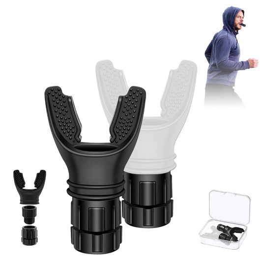 Oxyflow Breathing Trainer Portable Muscle Trainer with Adjustable Resistance Improve Endurancee and Strength for All Daily Fitness Trainer Easy to Clean 2PCS (Black/White)