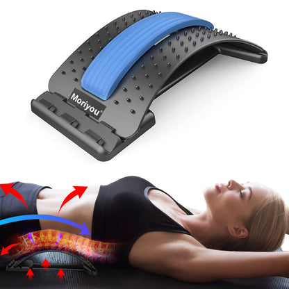 Back Stretcher for Pain Relief Spine Deck with 3 Adjustable Settings Back Cracker Device Upper & Lower Back Pain Relief Stretcher for Spinal Decompression Spine Aligner with Massager