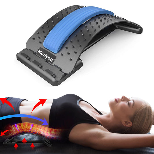 Back Stretcher for Pain Relief Spine Deck with 3 Adjustable Settings Back Cracker Device Upper & Lower Back Pain Relief Stretcher for Spinal Decompression Spine Aligner with Massager