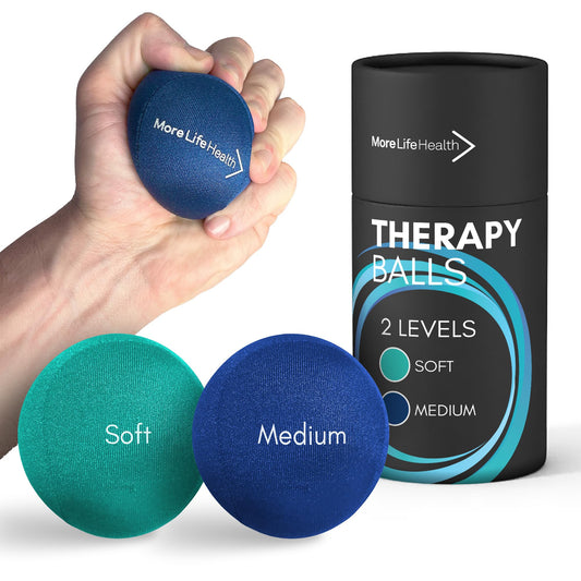 More Life Health Hand Balls for Therapy - Two Densities of Hand Balls for Arthritis and Carpal Tunnel - Hand Exercise Ball for Improved Grip - Stress Balls for Adults - 2 Balls