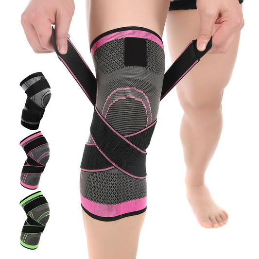 Kiavox Knee Compression Sleeve with Strap 1 Pack High Stretch Knee Sleeve Knee Support for Women Men Knee Braces for Knee Pain Relief Arthritis Meniscus Tear Sports Workout Running(XL Pink)